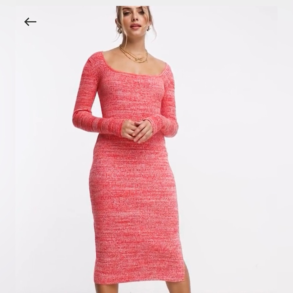 Nobody's Child Square neck Pink Knit Dress
